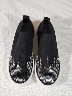 Bernie Mev New York Black Slip-On Sneakers with Rhinestone Accent Size 40/9-9.5